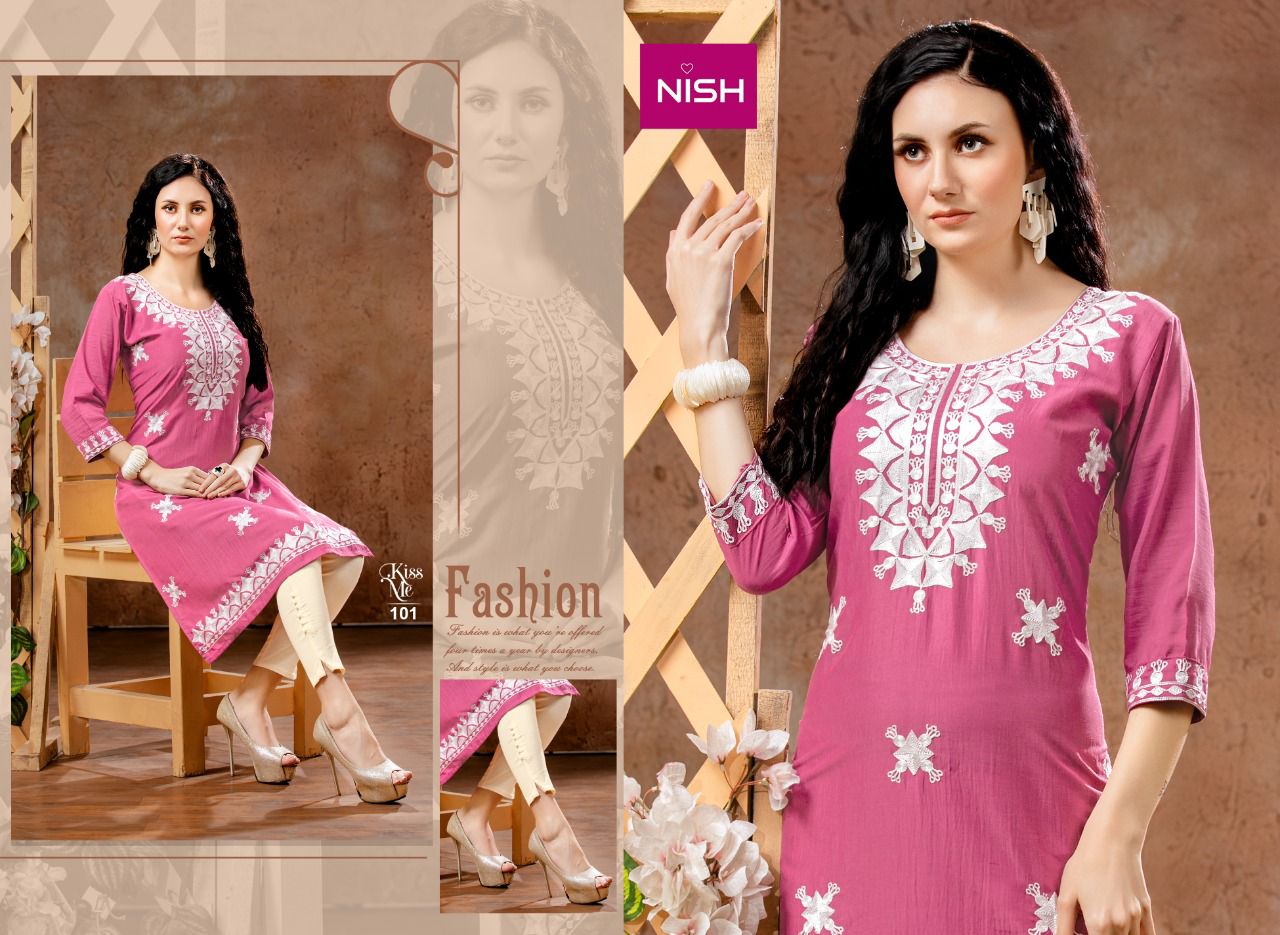 Nish Kiss Me Ethnic Wear Latest Designer Fancy Kurti With Bottom Collection